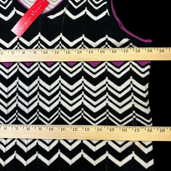 Krimson Klover Chevron Print Knit Sleeveless Dress Women's sz XL NWT Black White - Picture 9 of 12